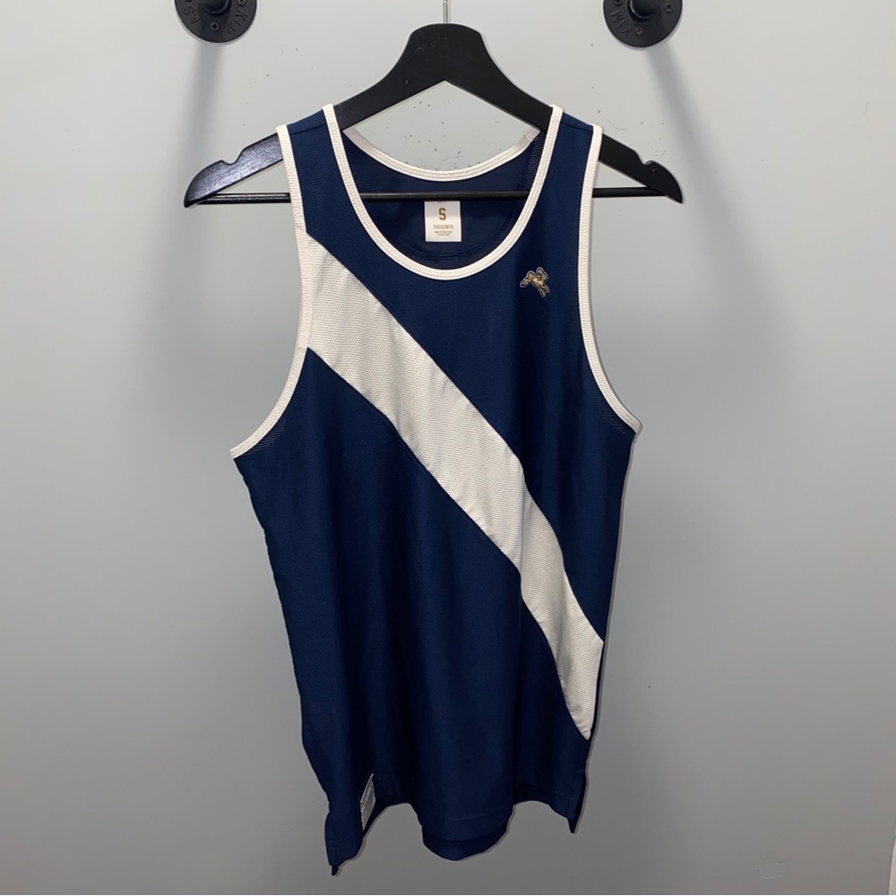 Tracksmith Van Cortlandt Tank Top Singlet Navy Blue White Stripe Men’s Small